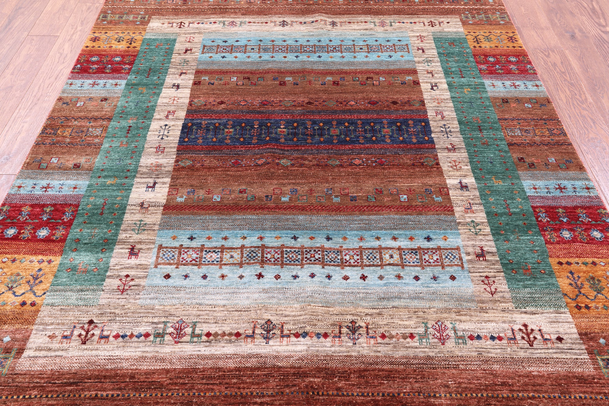 Tribal Persian Gabbeh Hand Knotted Wool Rug - 5' 10" X 8' 0" - Golden Nile