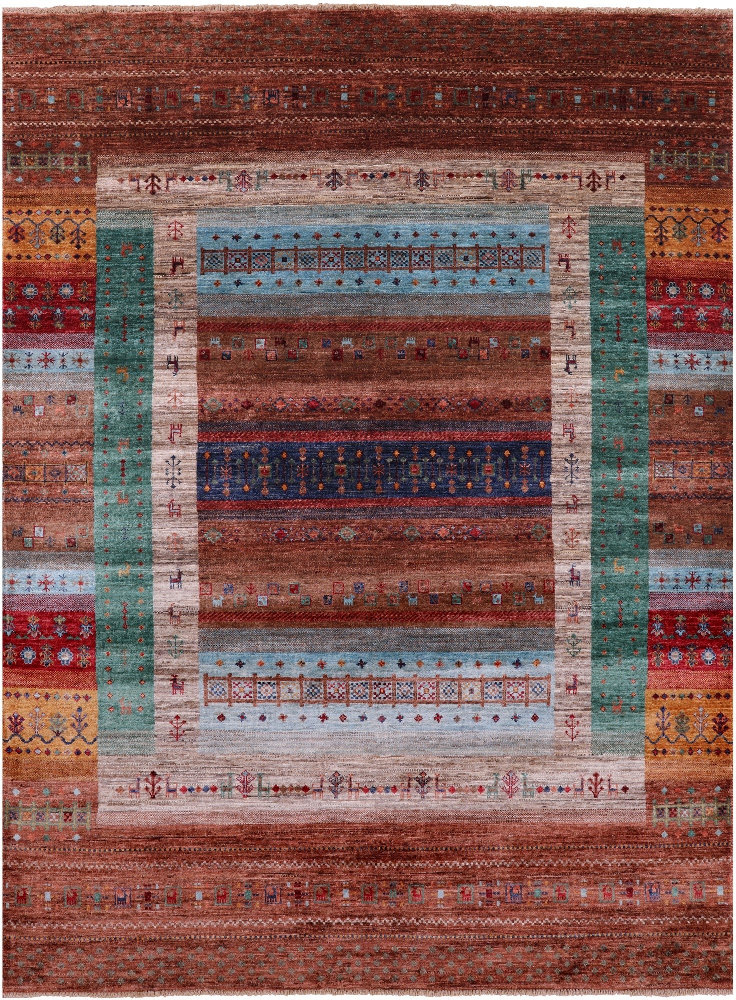 Tribal Persian Gabbeh Hand Knotted Wool Rug - 5' 10" X 8' 0" - Golden Nile