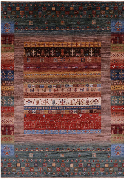 Tribal Persian Gabbeh Hand Knotted Wool Rug - 5' 7" X 7' 11" - Golden Nile