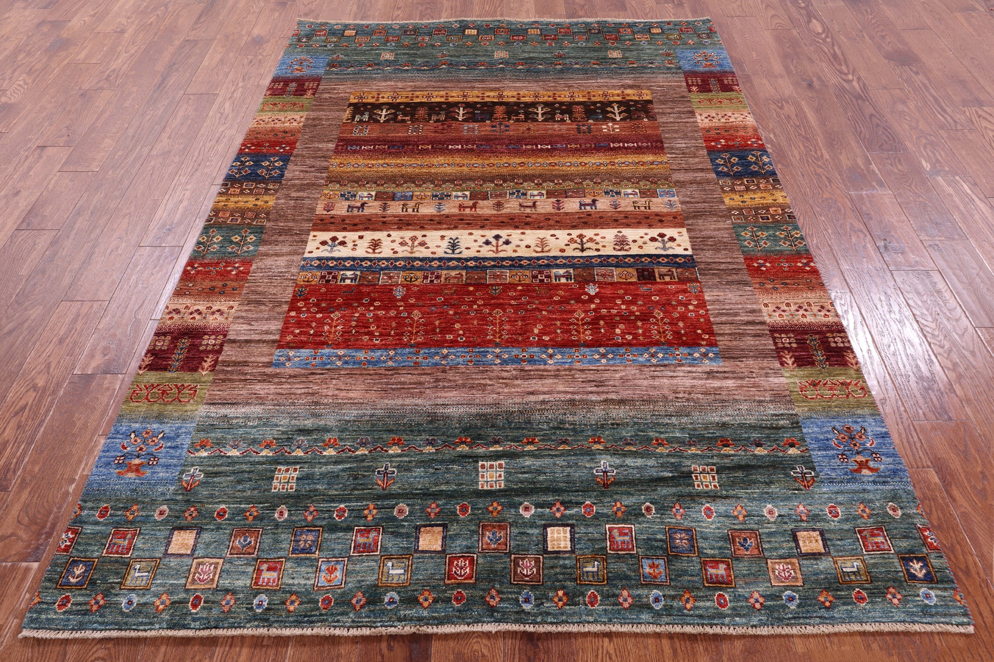 Tribal Persian Gabbeh Hand Knotted Wool Rug - 5' 7" X 7' 11" - Golden Nile