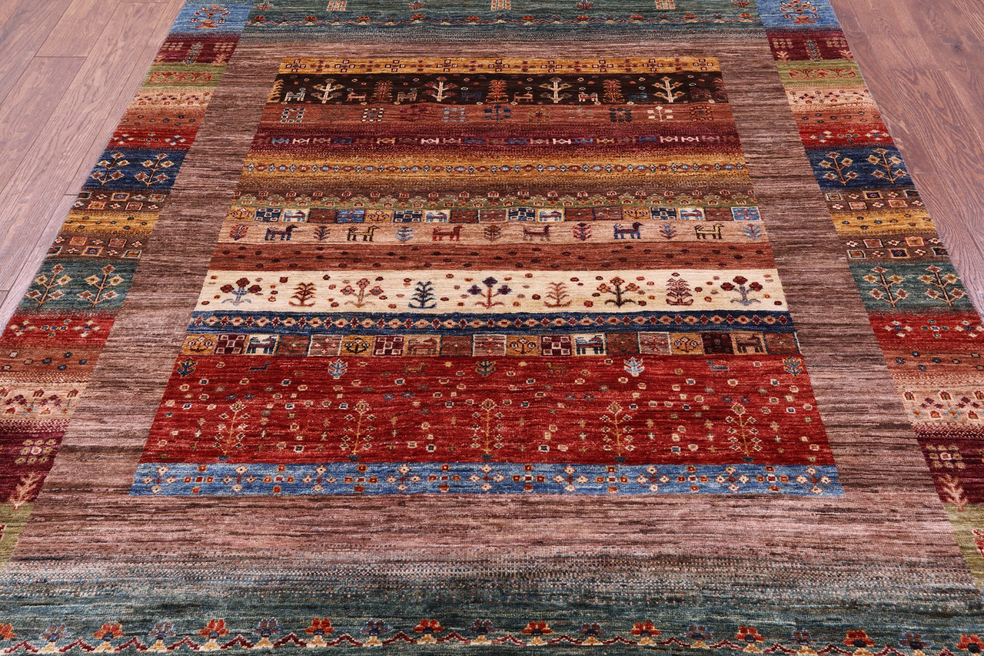 Tribal Persian Gabbeh Hand Knotted Wool Rug - 5' 7" X 7' 11" - Golden Nile