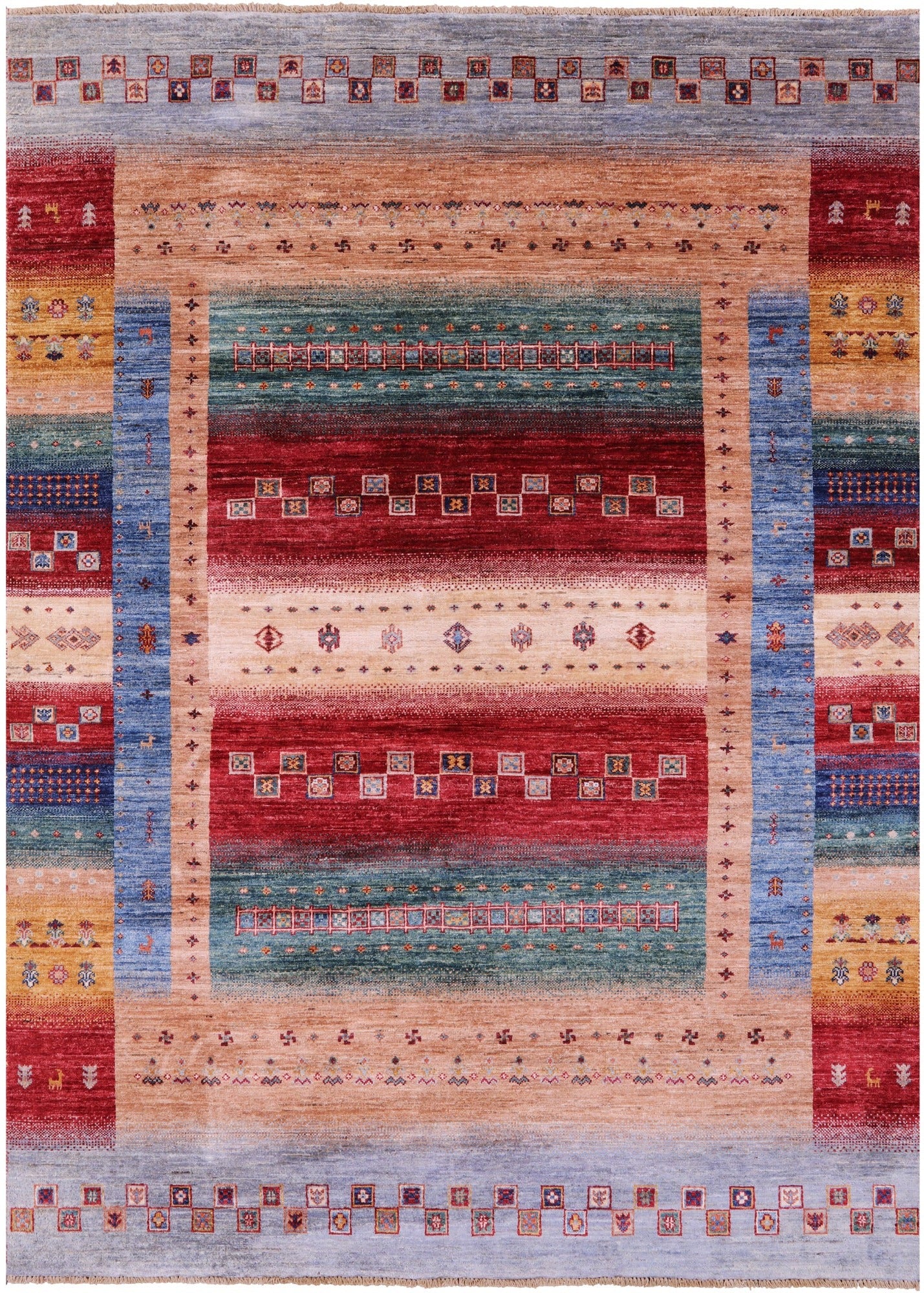 Tribal Persian Gabbeh Handmade Wool Rug - 5' 9" X 7' 10" - Golden Nile