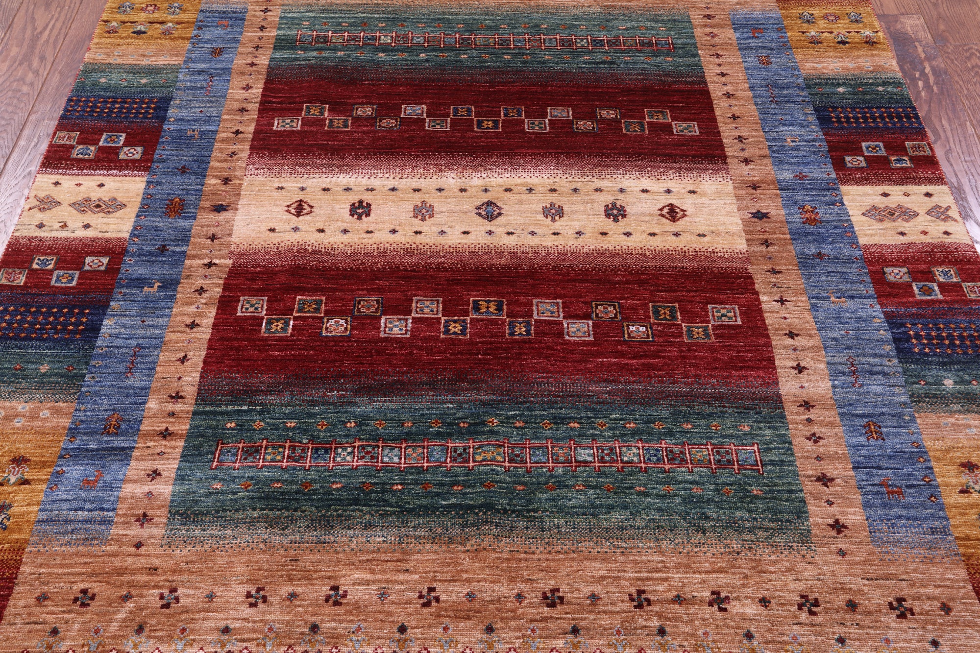 Tribal Persian Gabbeh Handmade Wool Rug - 5' 9" X 7' 10" - Golden Nile