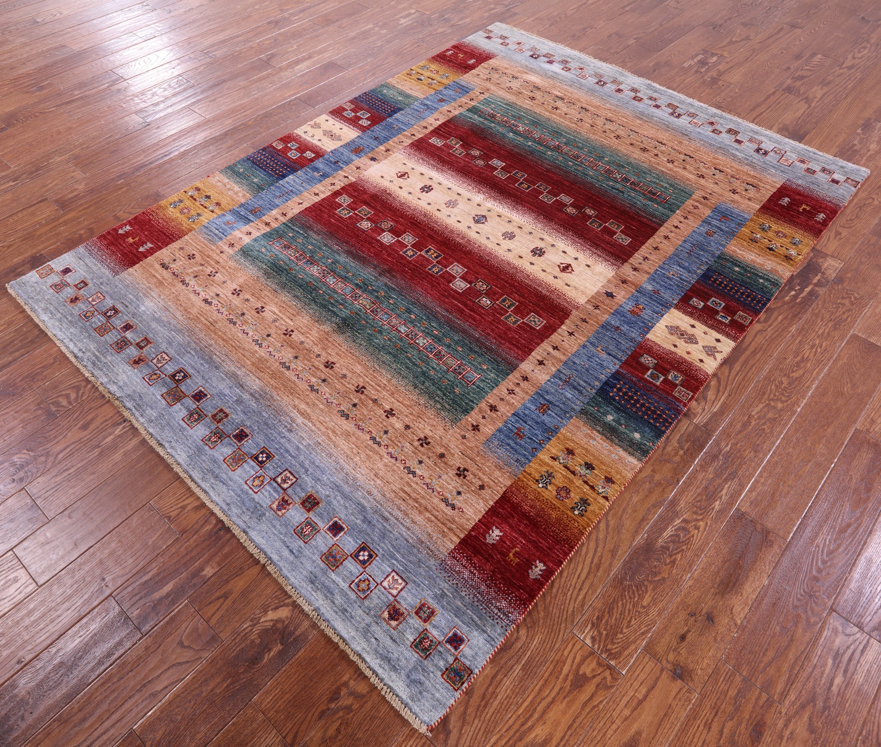 Tribal Persian Gabbeh Handmade Wool Rug - 5' 9" X 7' 10" - Golden Nile