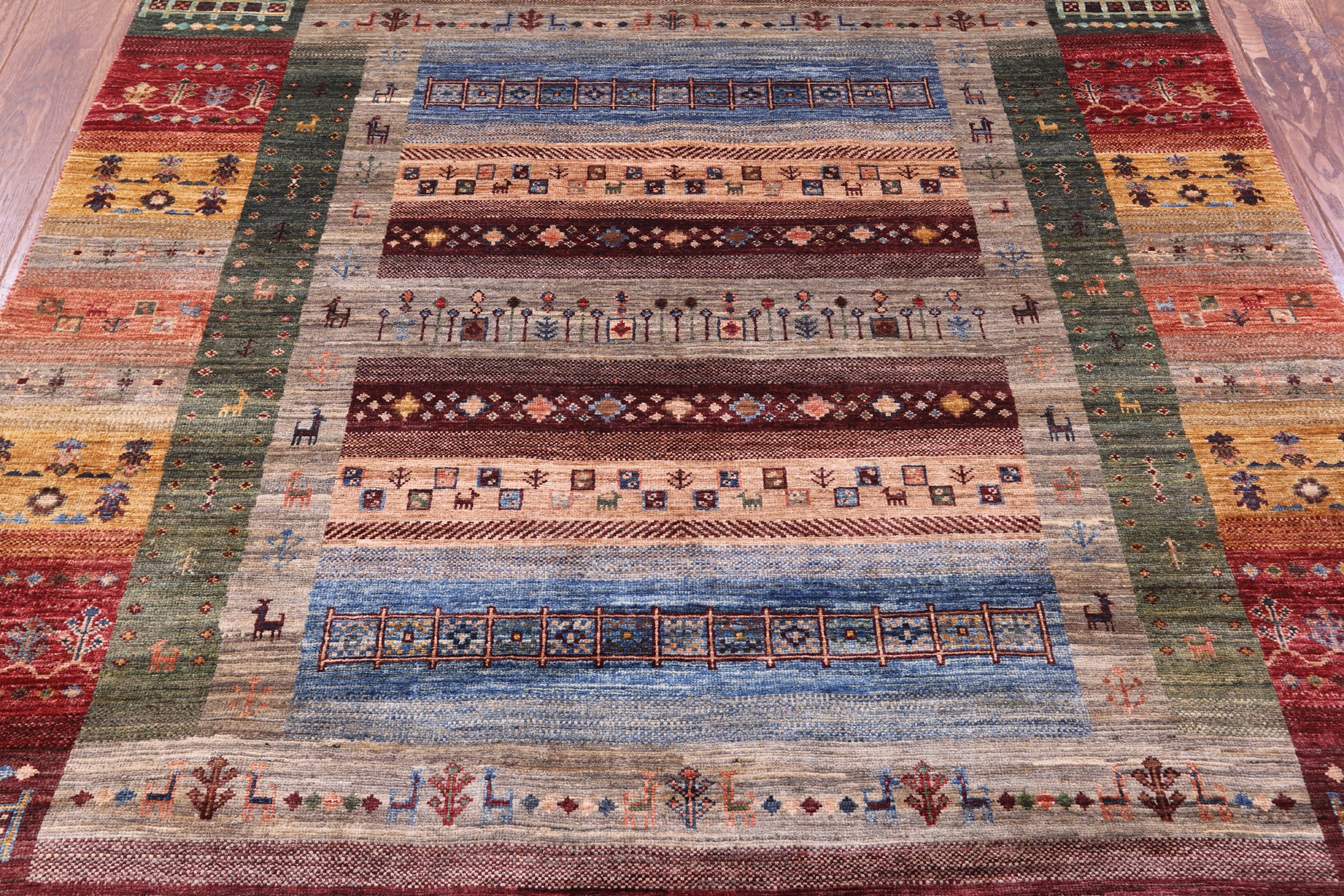 Tribal Persian Gabbeh Hand Knotted Wool Rug - 5' 3" X 6' 9" - Golden Nile
