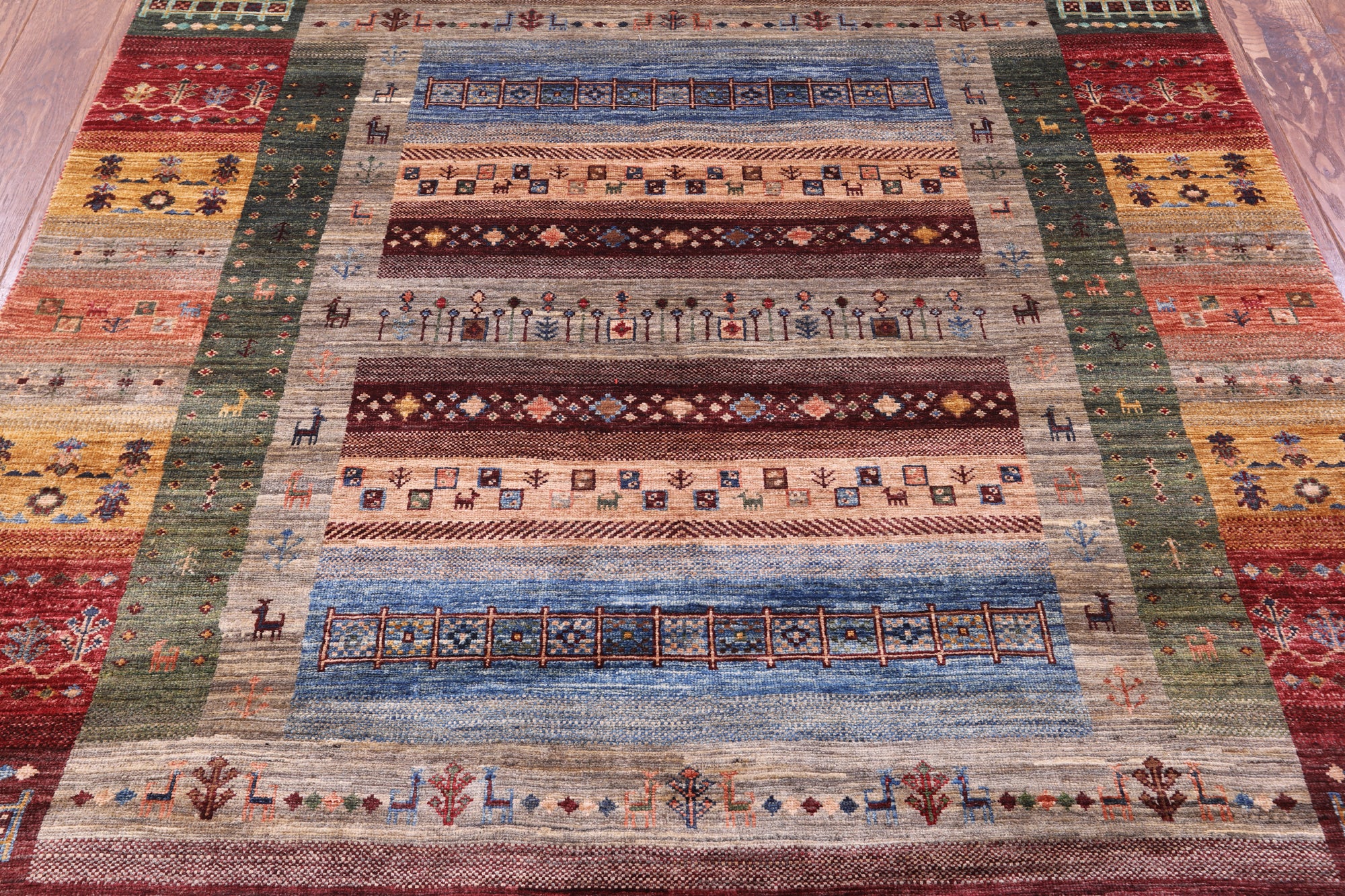 Tribal Persian Gabbeh Hand Knotted Wool Rug - 5' 3" X 6' 9" - Golden Nile