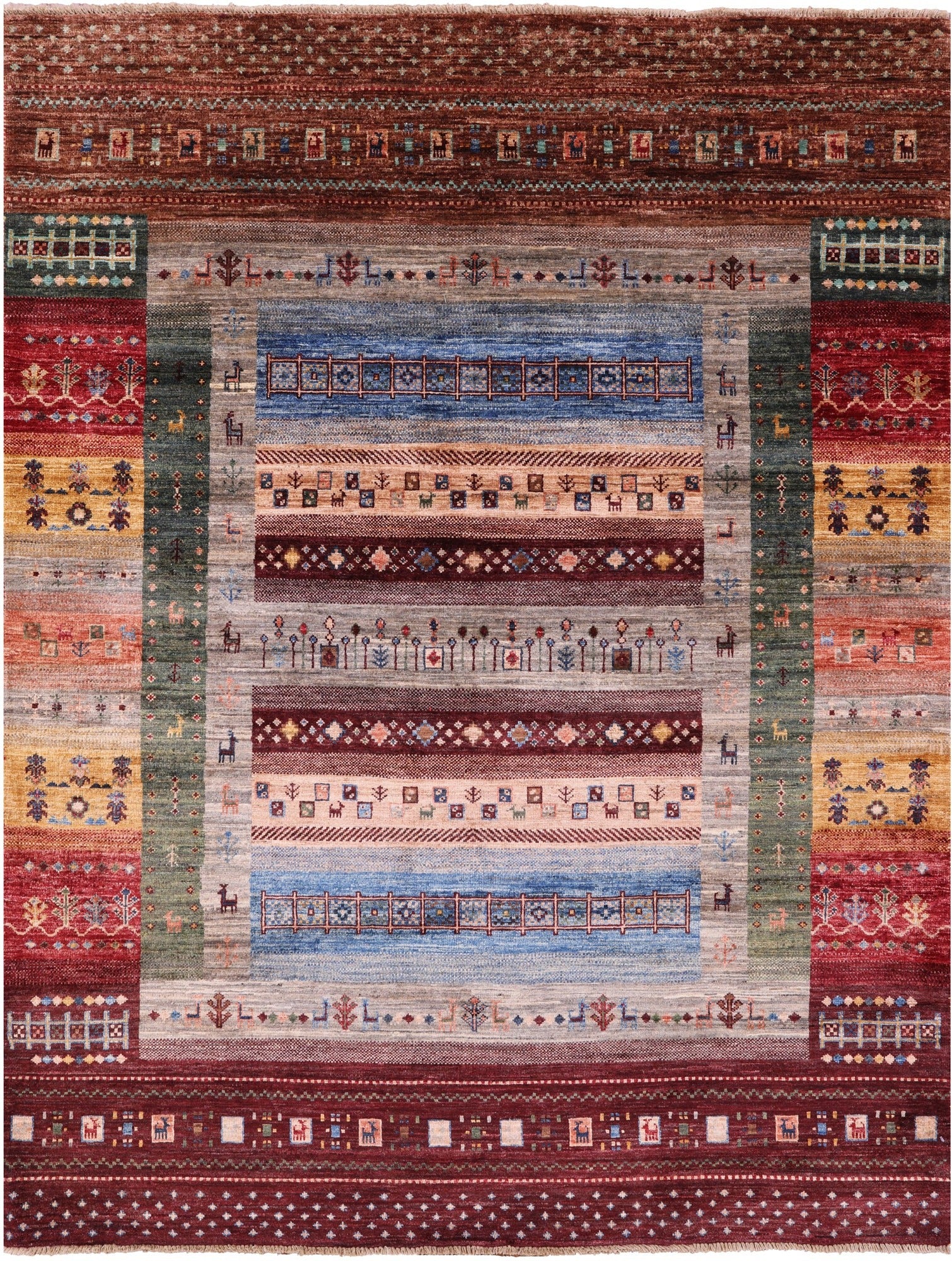 Tribal Persian Gabbeh Hand Knotted Wool Rug - 5' 3" X 6' 9" - Golden Nile
