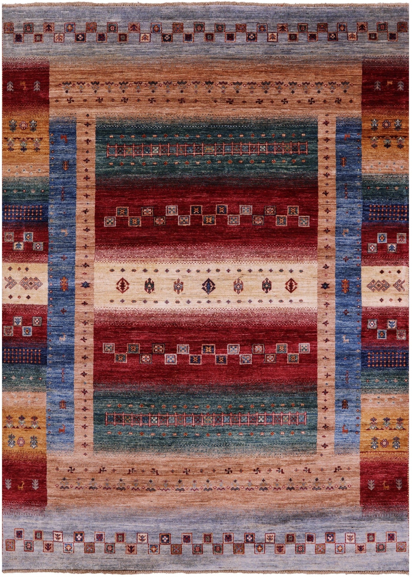 Tribal Persian Gabbeh Hand Knotted Wool Rug - 5' 8" X 8' 1" - Golden Nile