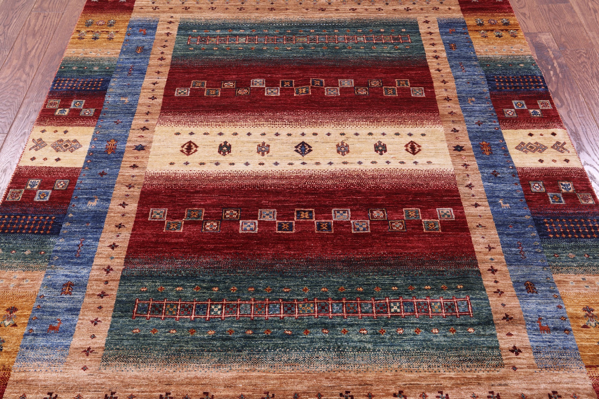 Tribal Persian Gabbeh Hand Knotted Wool Rug - 5' 8" X 8' 1" - Golden Nile