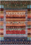 Tribal Persian Gabbeh Handmade Wool Rug - 5' 8" X 8' 2" - Golden Nile