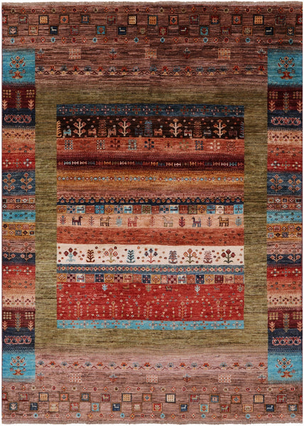 Tribal Persian Gabbeh Hand Knotted Wool Rug - 5' 8" X 7' 10" - Golden Nile