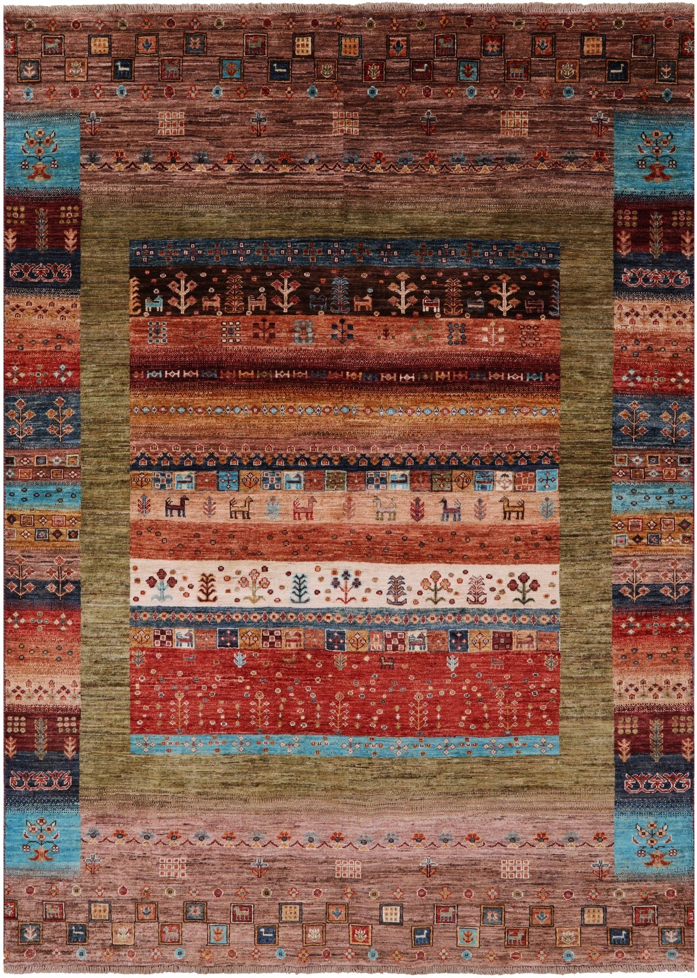 Tribal Persian Gabbeh Hand Knotted Wool Rug - 5' 8" X 7' 10" - Golden Nile