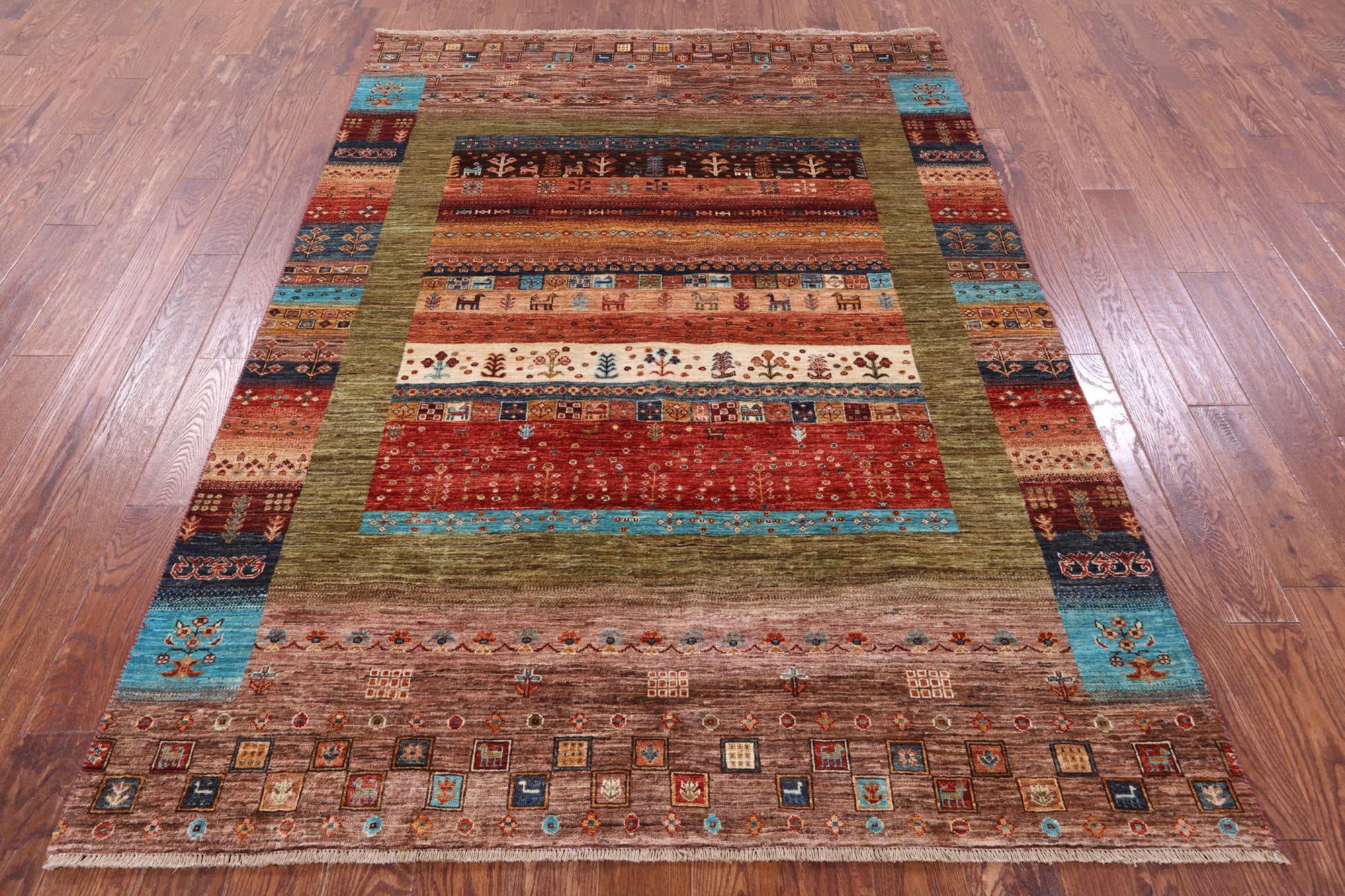 Tribal Persian Gabbeh Hand Knotted Wool Rug - 5' 8" X 7' 10" - Golden Nile