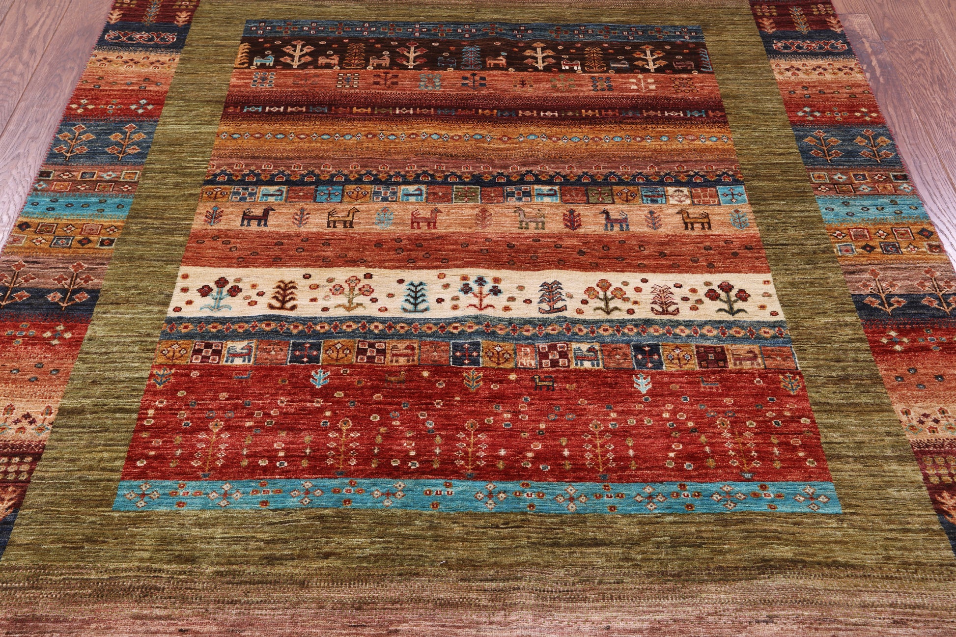 Tribal Persian Gabbeh Hand Knotted Wool Rug - 5' 8" X 7' 10" - Golden Nile