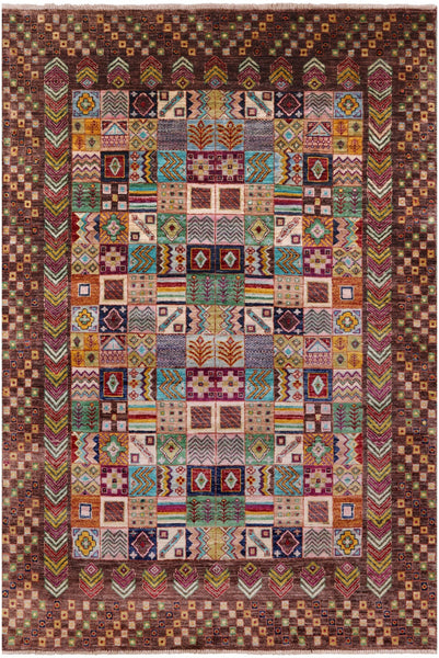 Tribal Persian Gabbeh Hand Knotted Wool Rug - 4' 10" X 7' 2" - Golden Nile