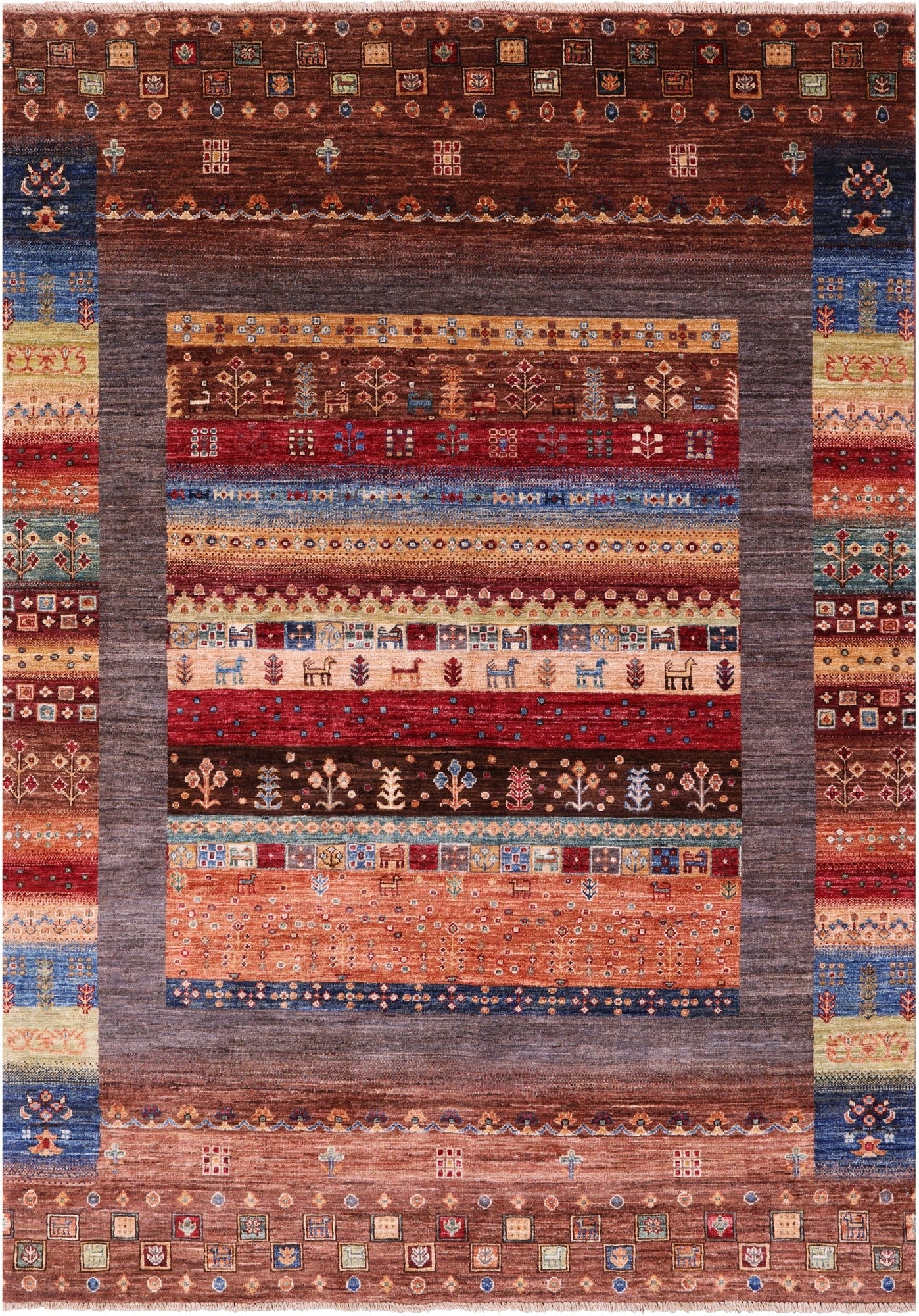Tribal Persian Gabbeh Hand Knotted Wool Rug - 5' 7" X 7' 10" - Golden Nile