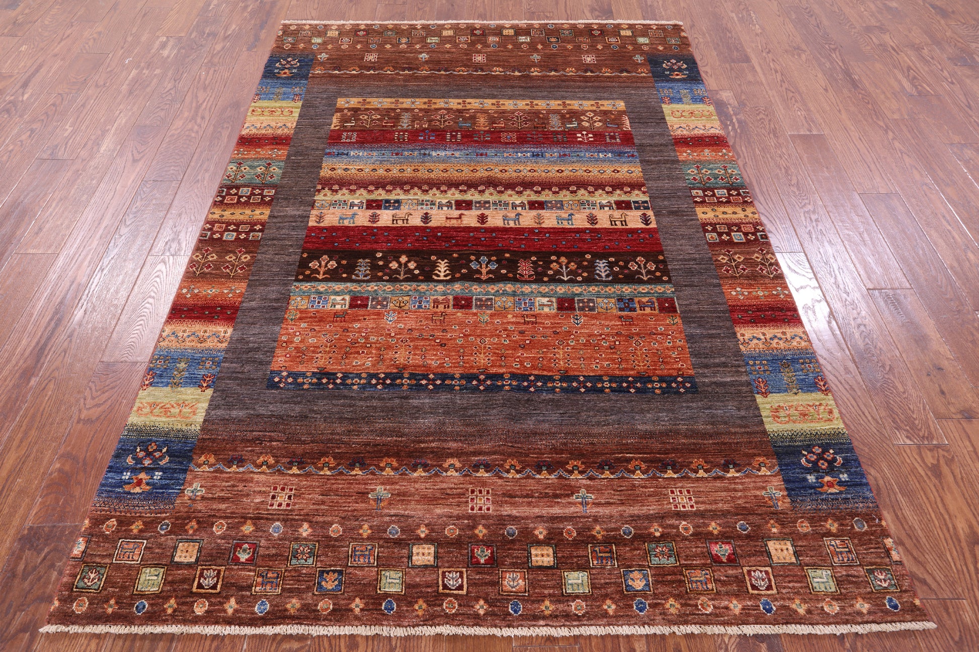 Tribal Persian Gabbeh Hand Knotted Wool Rug - 5' 7" X 7' 10" - Golden Nile