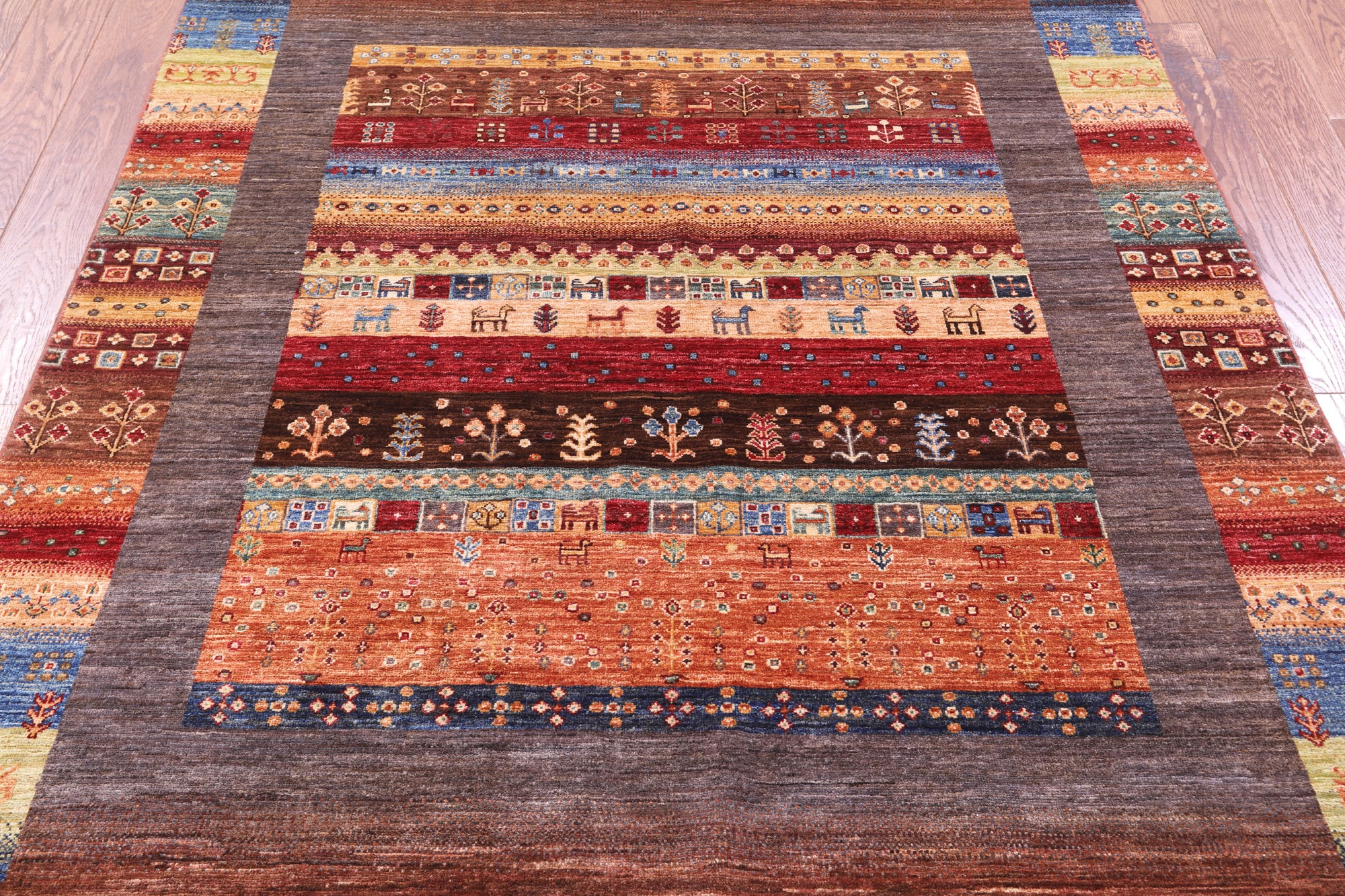 Tribal Persian Gabbeh Hand Knotted Wool Rug - 5' 7" X 7' 10" - Golden Nile