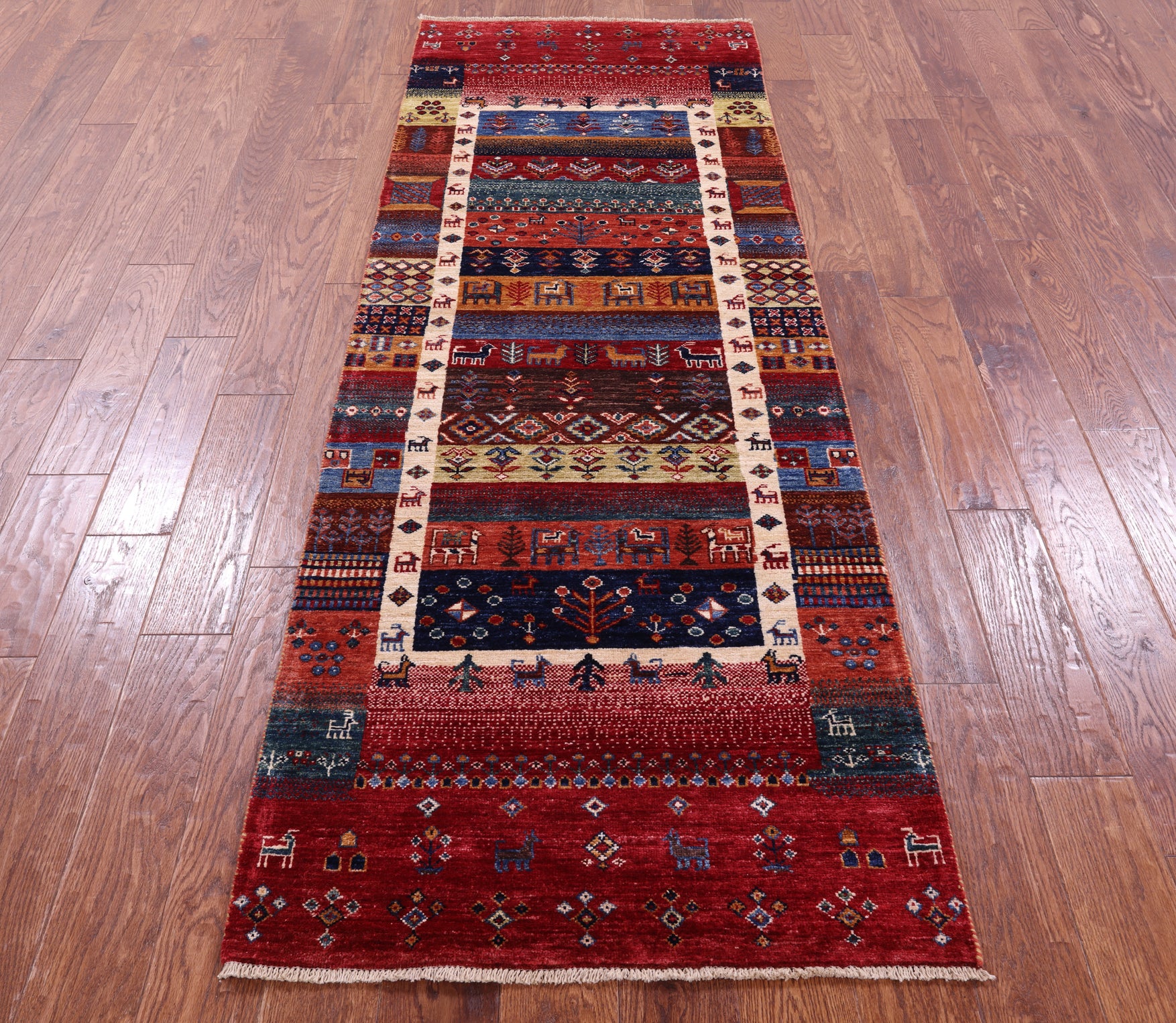 Persian Gabbeh Tribal Handmade Wool Runner Rug - 2' 9" X 7' 10" - Golden Nile