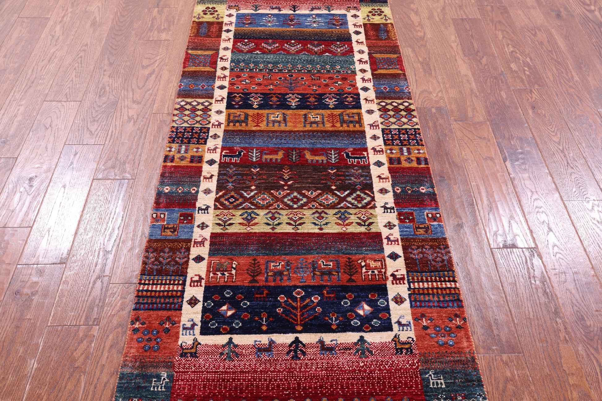 Persian Gabbeh Tribal Handmade Wool Runner Rug - 2' 9" X 7' 10" - Golden Nile
