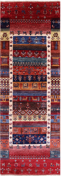 Persian Gabbeh Tribal Handmade Wool Runner Rug - 2' 9" X 7' 10" - Golden Nile