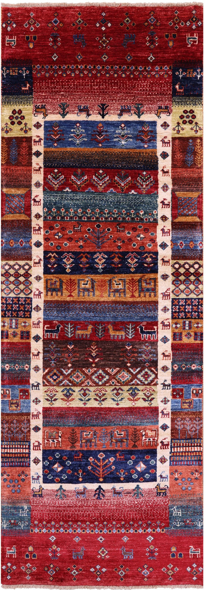 Persian Gabbeh Tribal Handmade Wool Runner Rug - 2' 9" X 7' 10" - Golden Nile