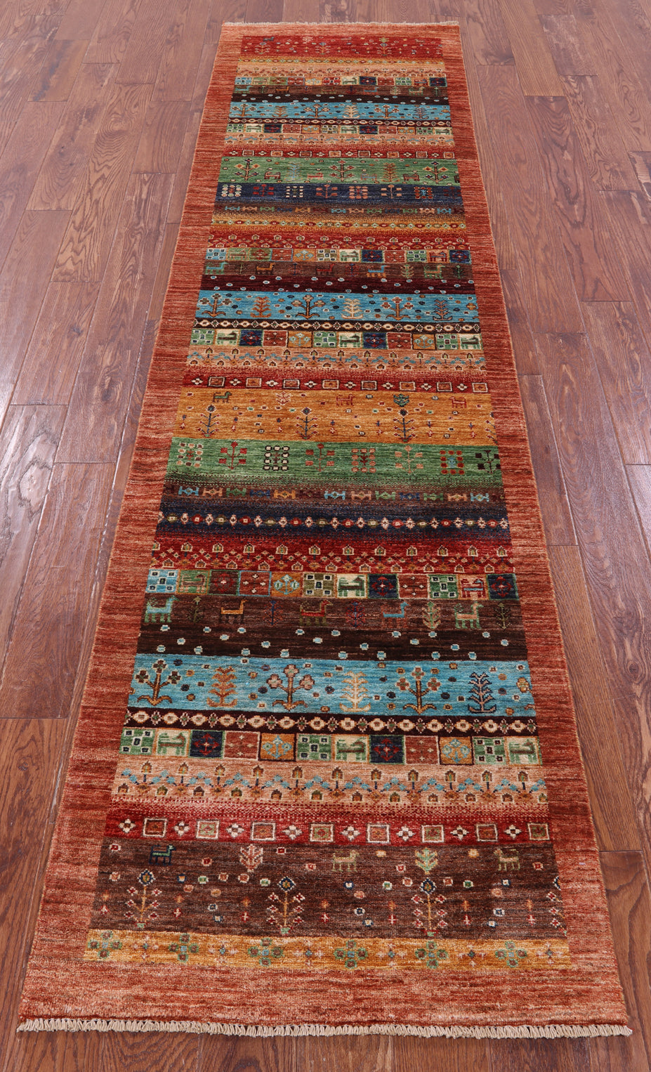 Persian Tribal Gabbeh Hand Knotted Wool Runner Rug - 2' 8" X 10' 0" - Golden Nile