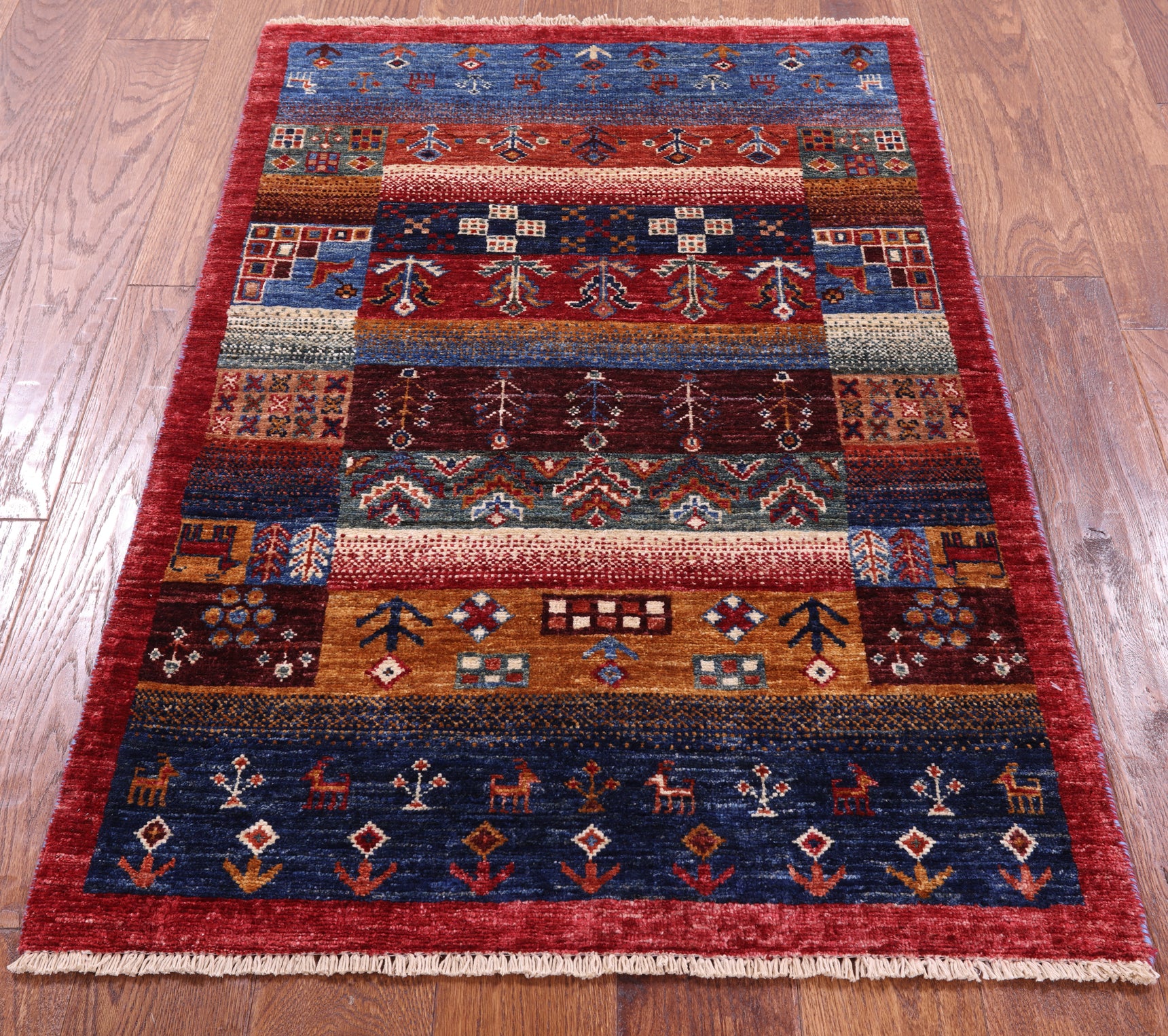 Tribal Persian Gabbeh Hand Knotted Wool Rug - 2' 8" X 4' 1" - Golden Nile