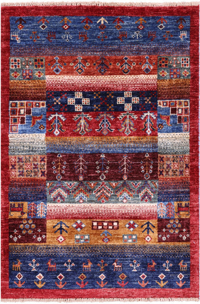 Tribal Persian Gabbeh Hand Knotted Wool Rug - 2' 8" X 4' 1" - Golden Nile