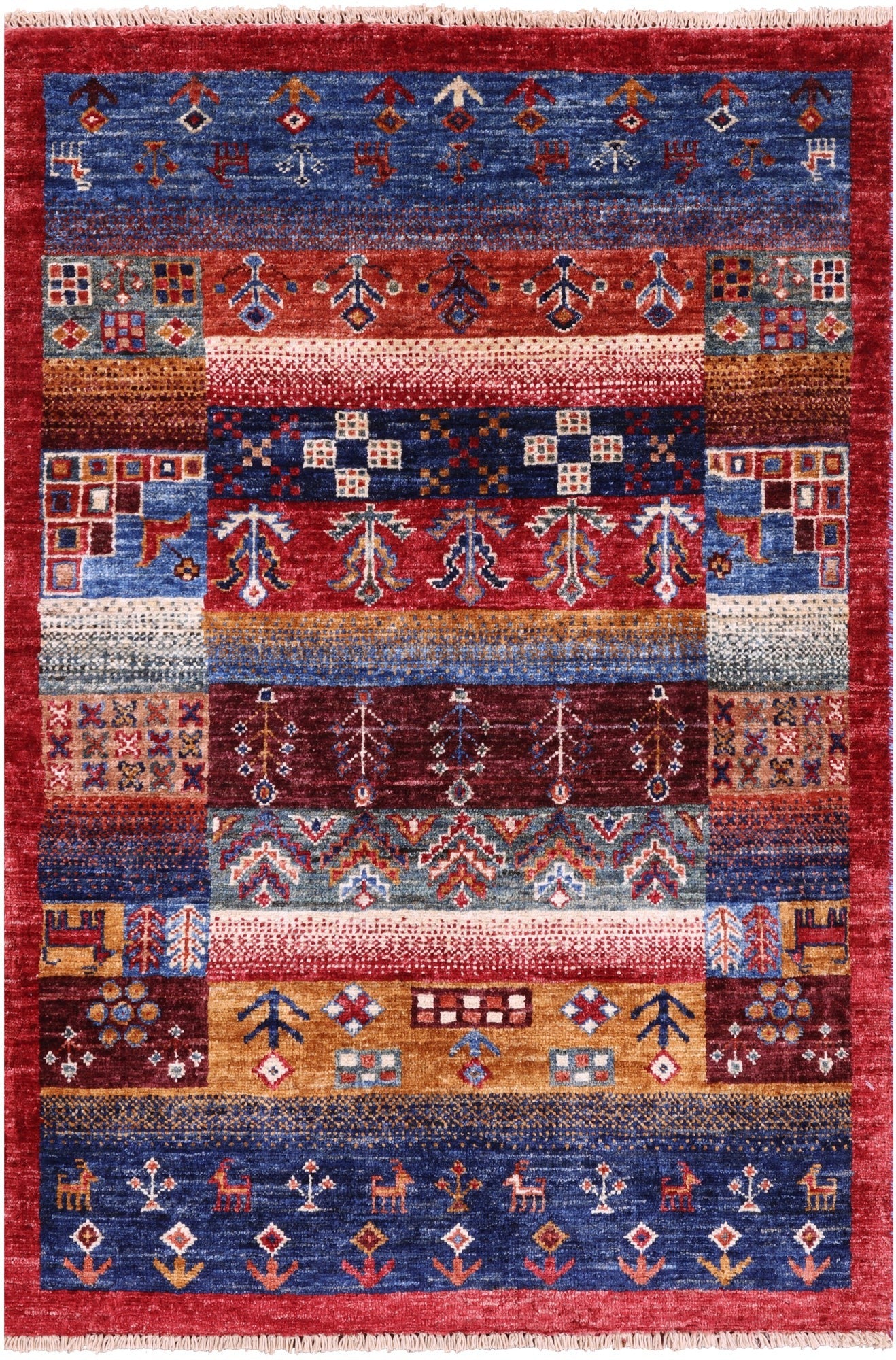 Tribal Persian Gabbeh Hand Knotted Wool Rug - 2' 8" X 4' 1" - Golden Nile