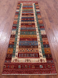 Tribal Persian Gabbeh Hand Knotted Wool Runner Rug - 2' 10" X 10' 2" - Golden Nile