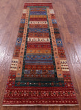 Tribal Persian Gabbeh Hand Knotted Wool Runner Rug - 2' 9" X 9' 8" - Golden Nile