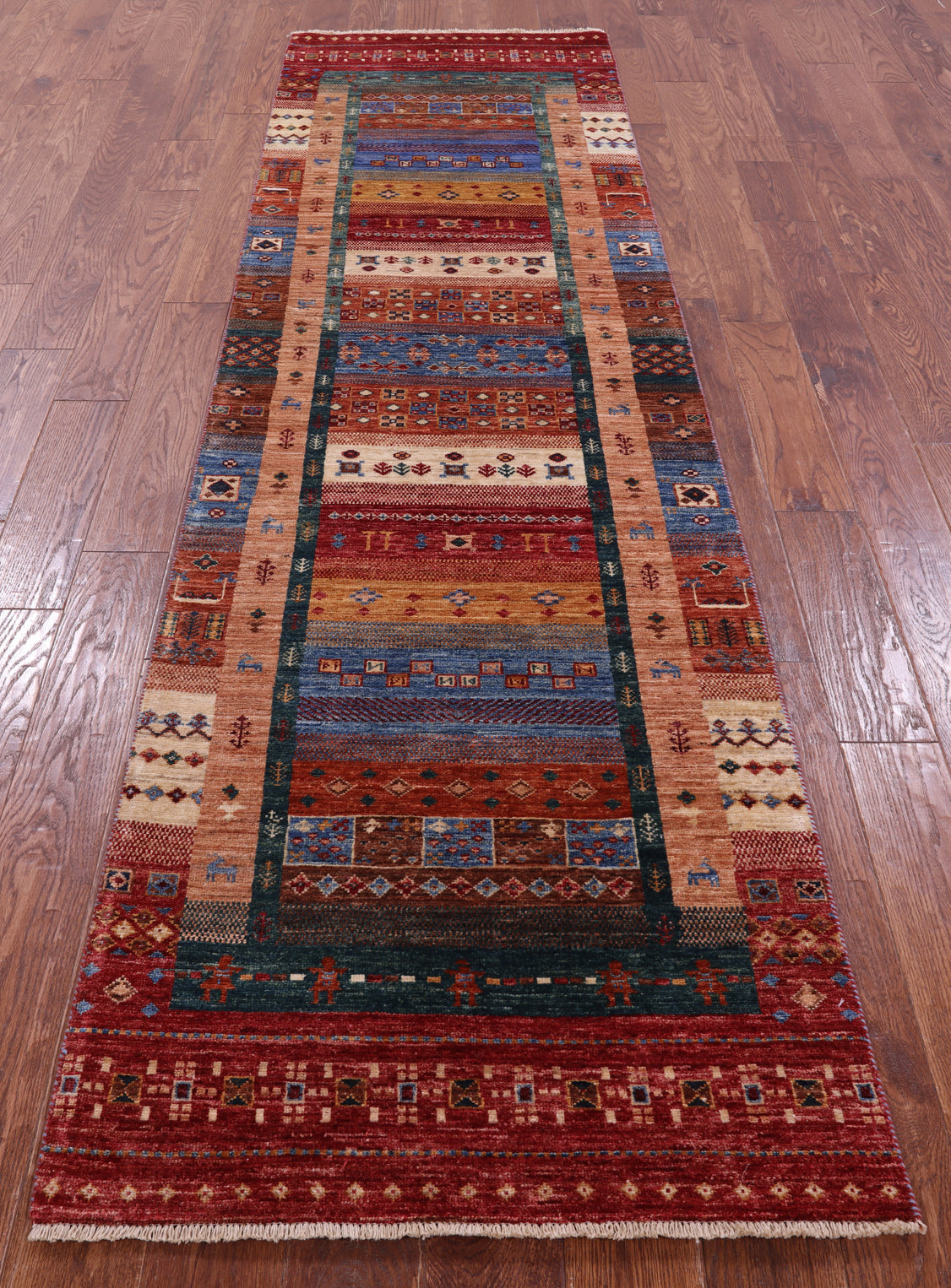 Tribal Persian Gabbeh Hand Knotted Wool Runner Rug - 2' 9" X 9' 8" - Golden Nile
