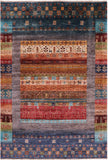 Tribal Persian Gabbeh Handmade Wool Rug - 5' 6" X 8' 2" - Golden Nile