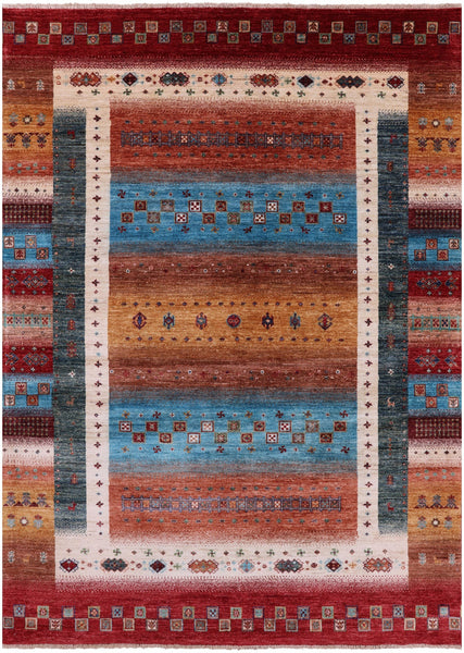 Tribal Persian Gabbeh Hand Knotted Wool Rug - 5' 10" X 8' 0" - Golden Nile