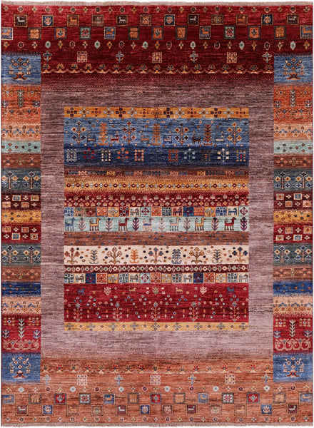 Tribal Persian Gabbeh Hand Knotted Wool Rug - 4' 11" X 6' 7" - Golden Nile