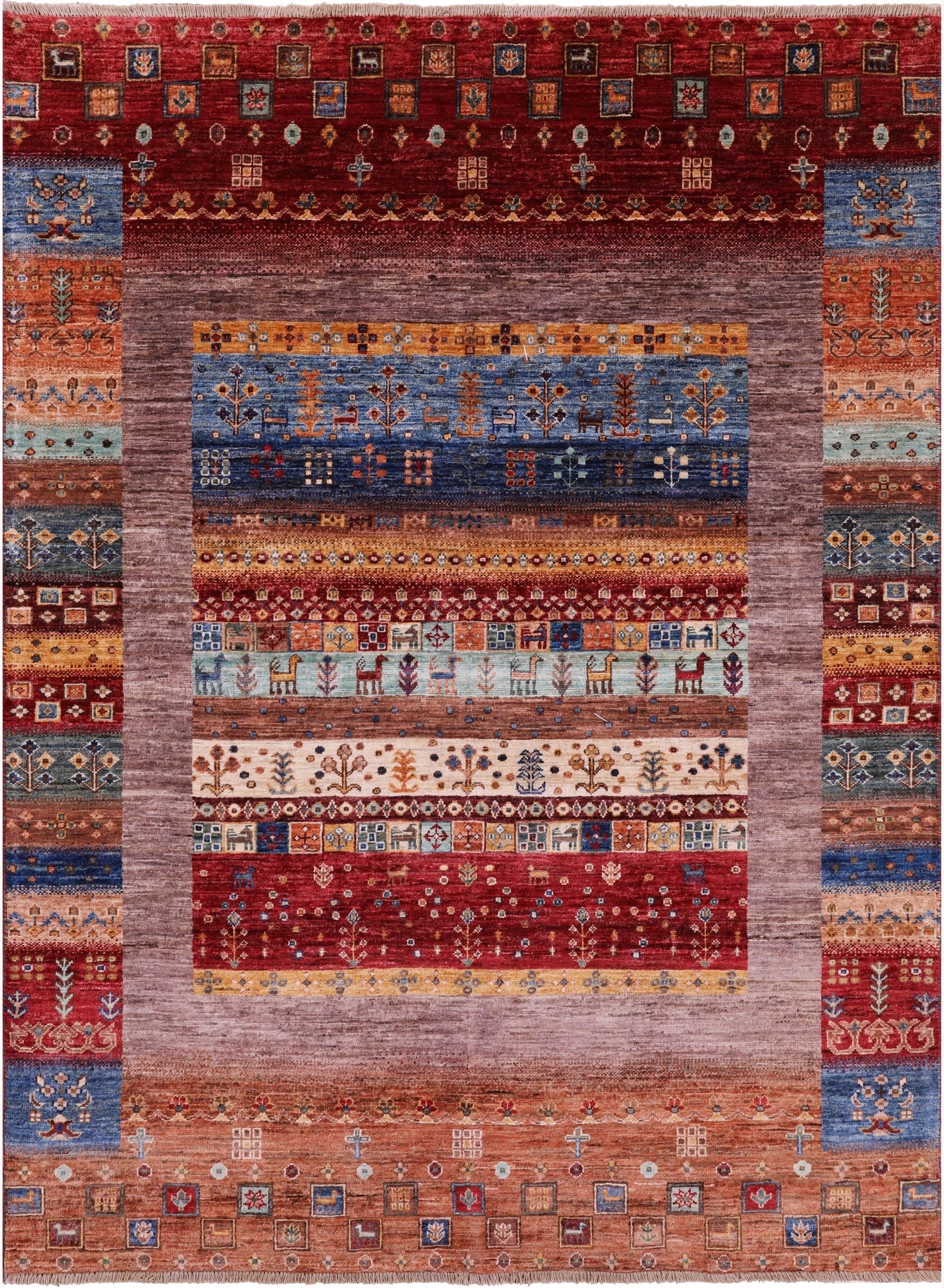Tribal Persian Gabbeh Hand Knotted Wool Rug - 4' 11" X 6' 7" - Golden Nile