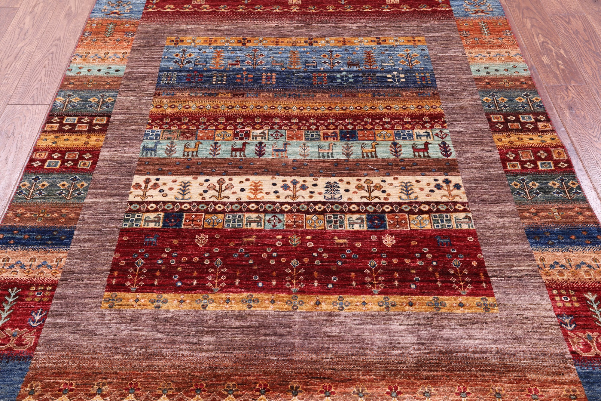 Tribal Persian Gabbeh Hand Knotted Wool Rug - 4' 11" X 6' 7" - Golden Nile