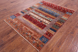Tribal Persian Gabbeh Hand Knotted Wool Rug - 4' 11" X 6' 7" - Golden Nile