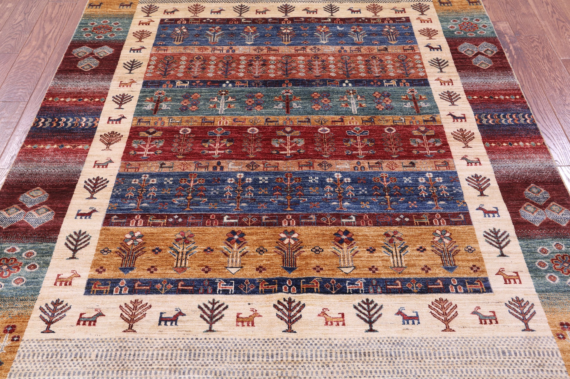 Tribal Persian Gabbeh Hand Knotted Wool Rug - 5' 10" X 7' 11" - Golden Nile