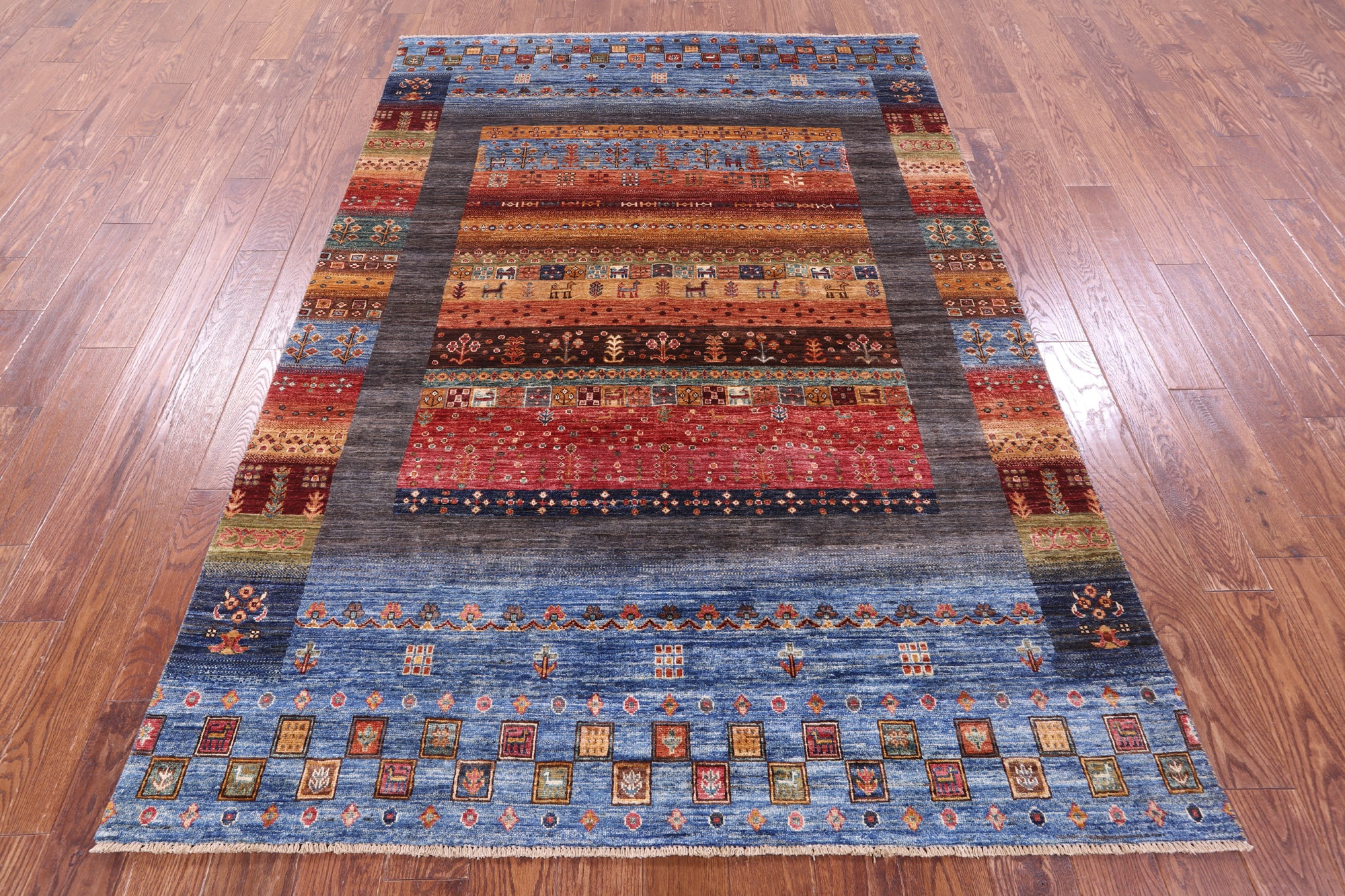 Tribal Persian Gabbeh Hand Knotted Wool Rug - 5' 7" X 8' 2" - Golden Nile