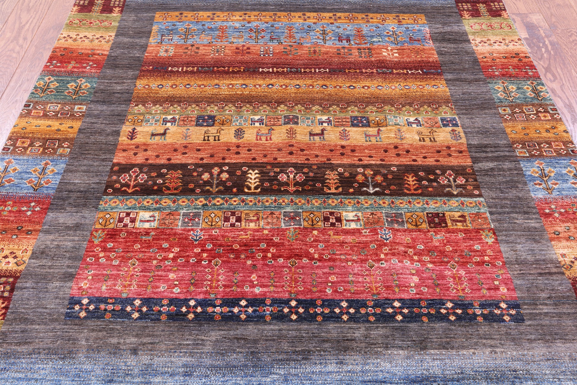 Tribal Persian Gabbeh Hand Knotted Wool Rug - 5' 7" X 8' 2" - Golden Nile