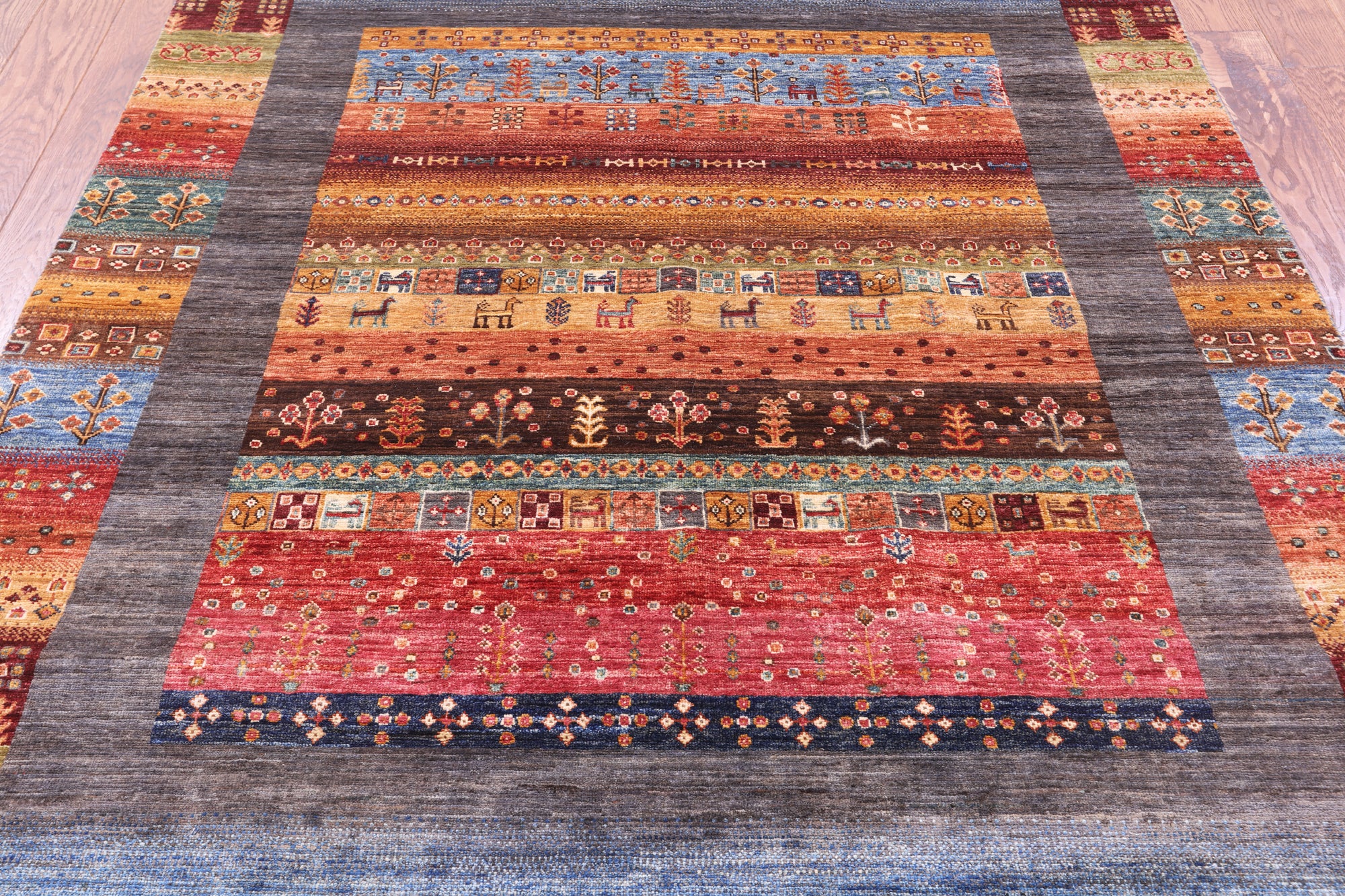 Tribal Persian Gabbeh Hand Knotted Wool Rug - 5' 7" X 8' 2" - Golden Nile