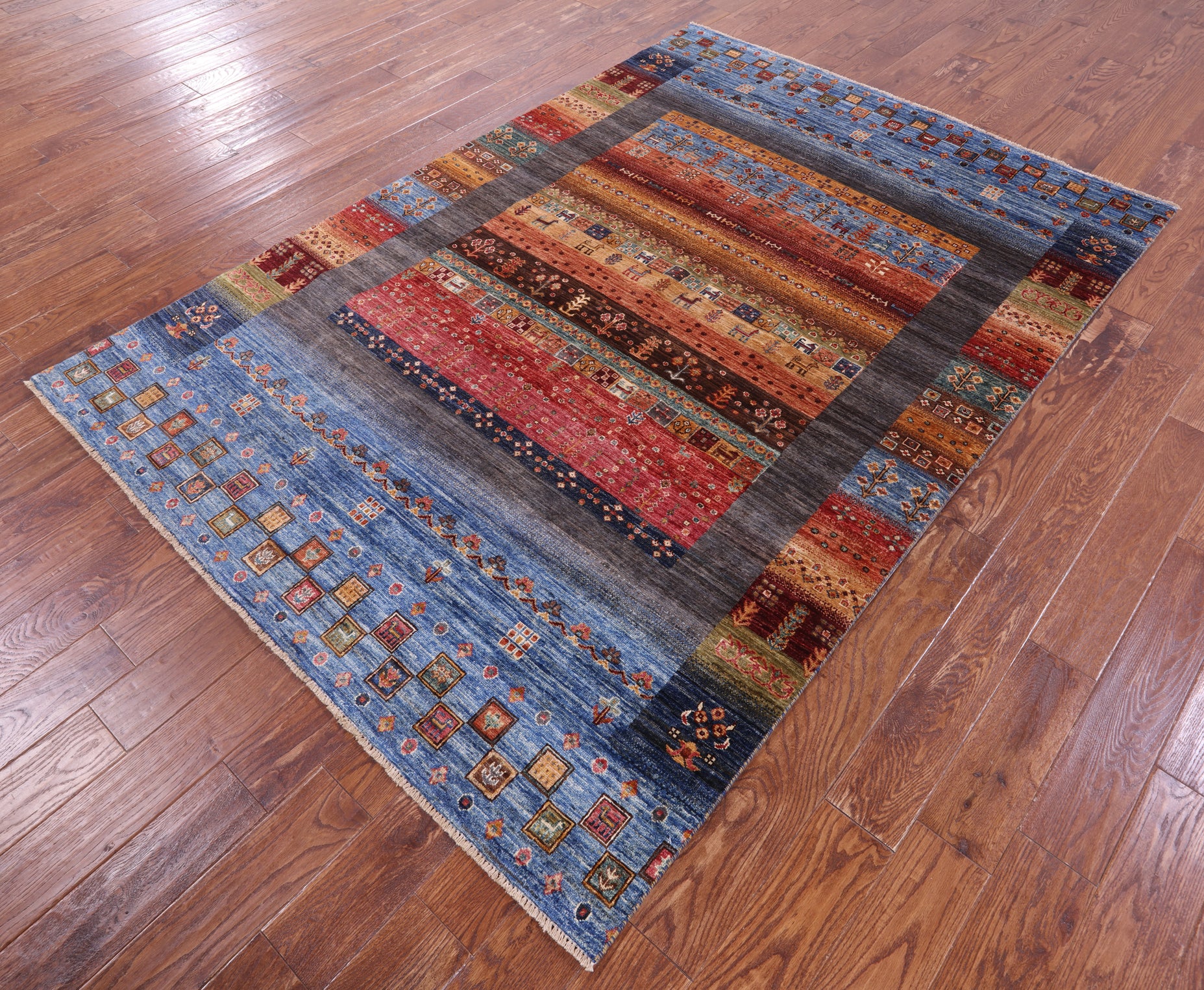 Tribal Persian Gabbeh Hand Knotted Wool Rug - 5' 7" X 8' 2" - Golden Nile
