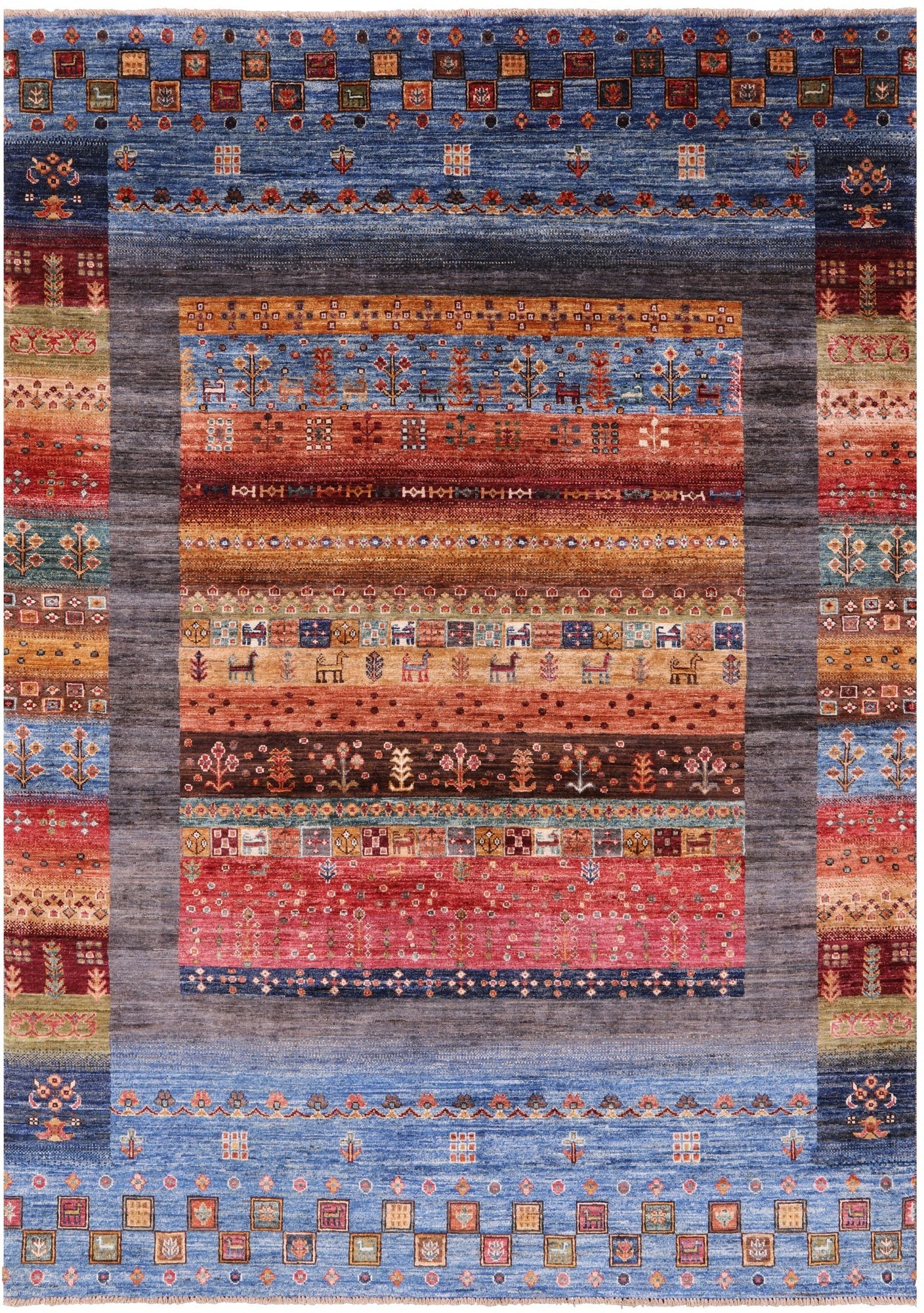 Tribal Persian Gabbeh Hand Knotted Wool Rug - 5' 7" X 8' 2" - Golden Nile
