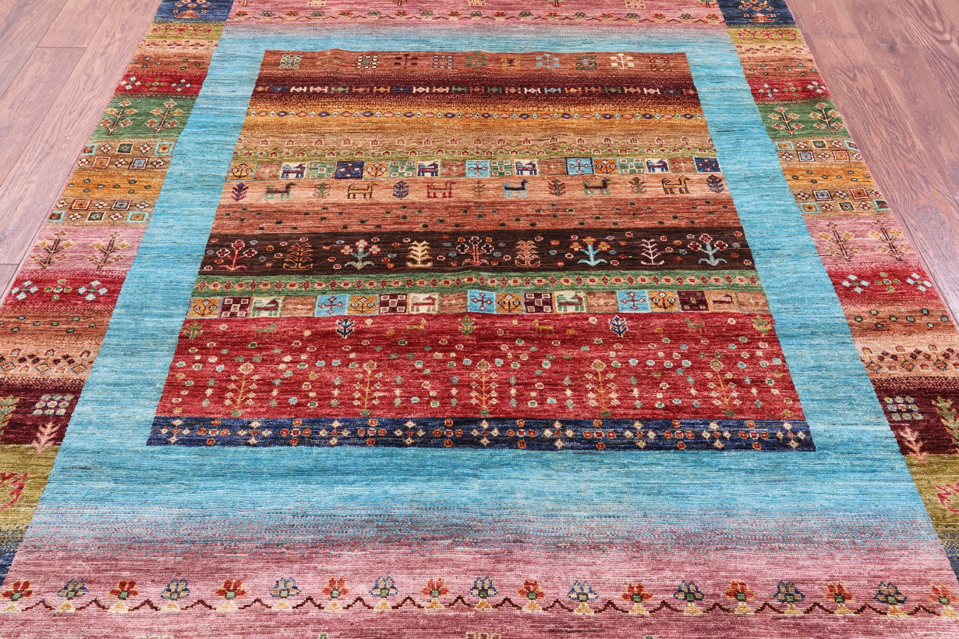 Tribal Persian Gabbeh Handmade Wool Rug - 5' 9" X 8' 0" - Golden Nile