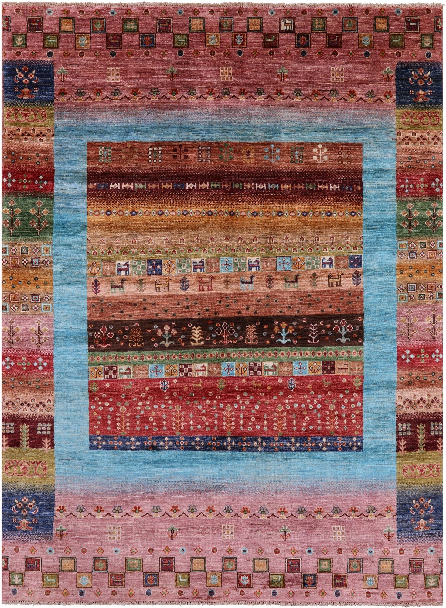 Tribal Persian Gabbeh Handmade Wool Rug - 5' 9" X 8' 0" - Golden Nile