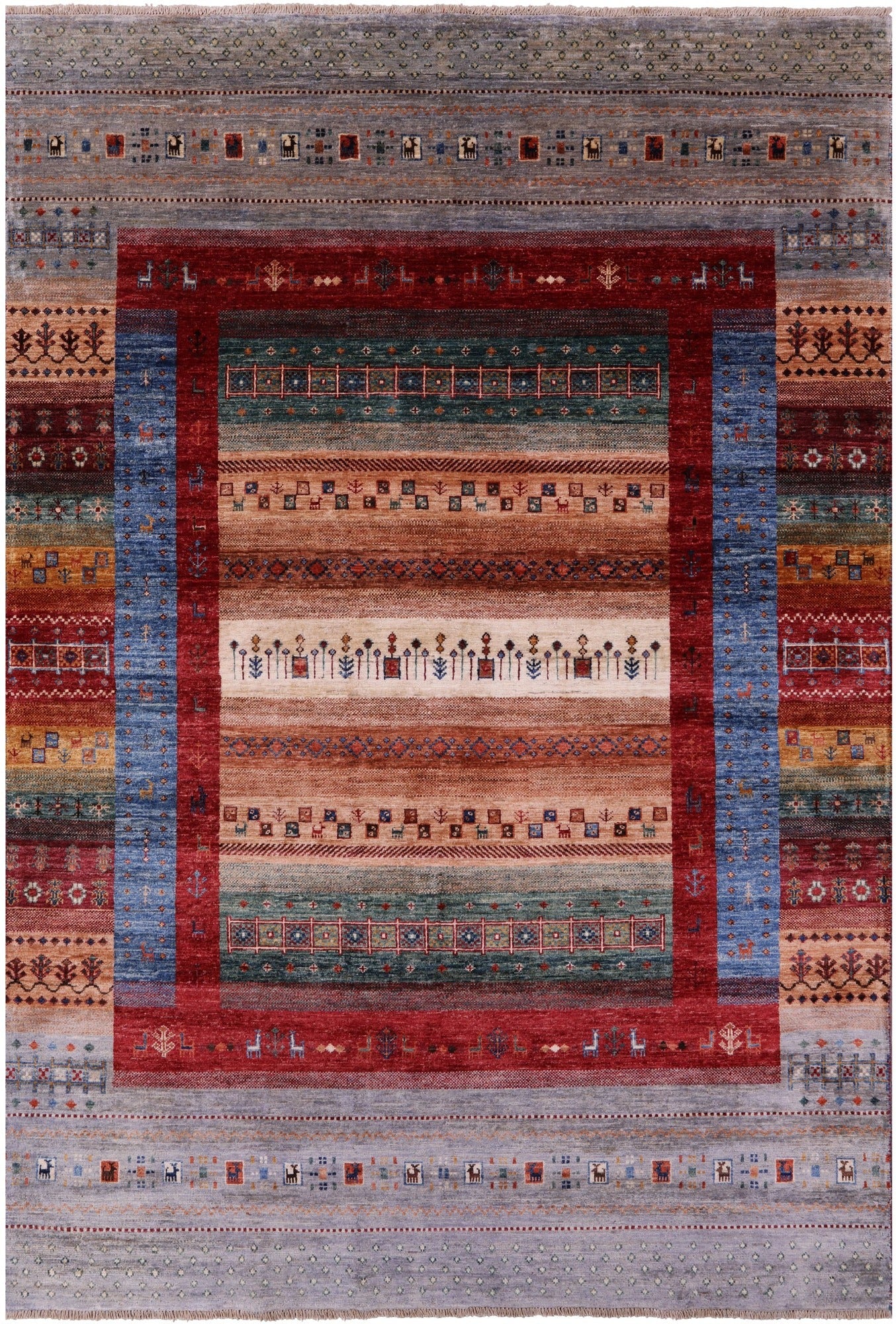 Tribal Persian Gabbeh Hand Knotted Wool Rug - 5' 6" X 8' 0" - Golden Nile