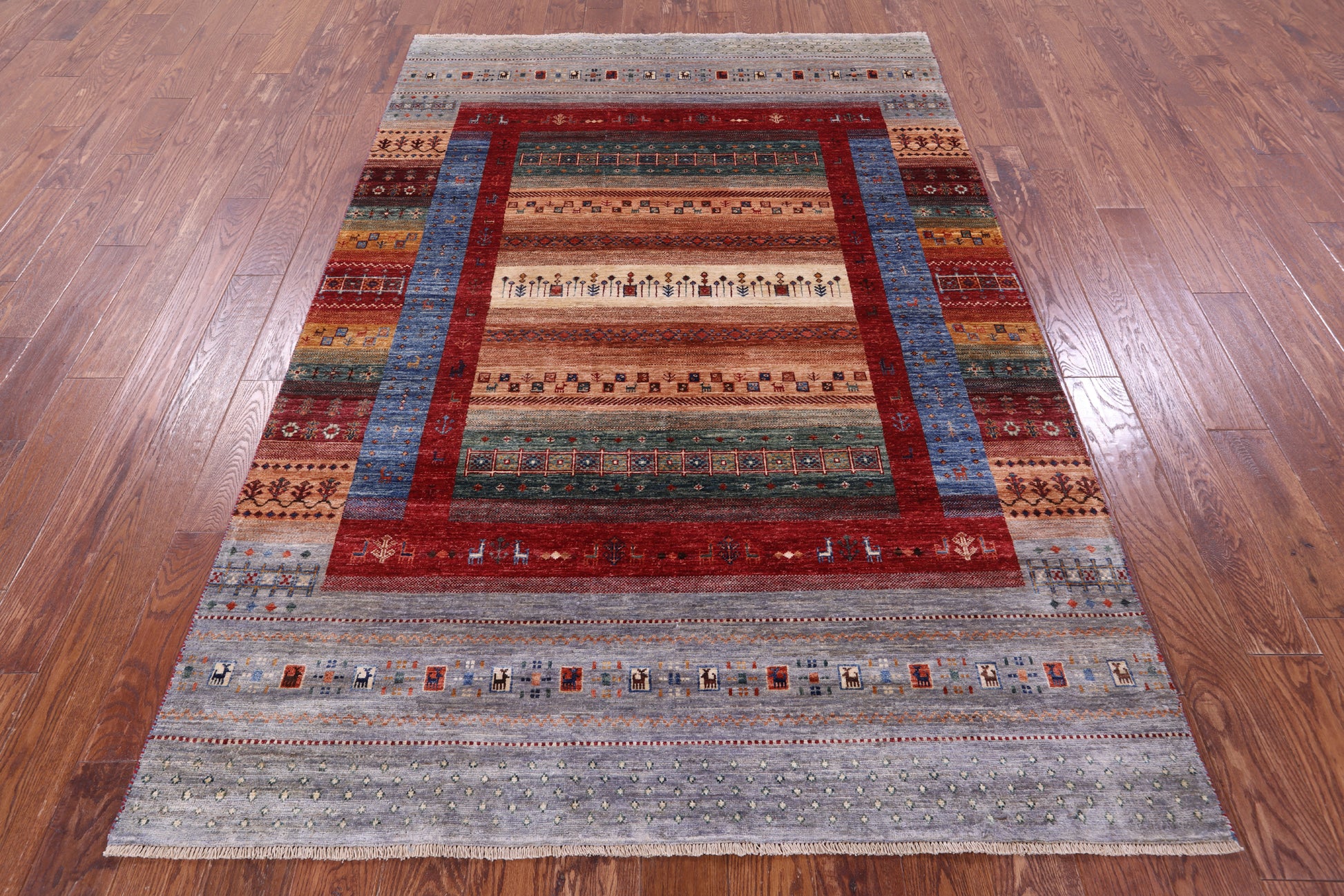 Tribal Persian Gabbeh Hand Knotted Wool Rug - 5' 6" X 8' 0" - Golden Nile