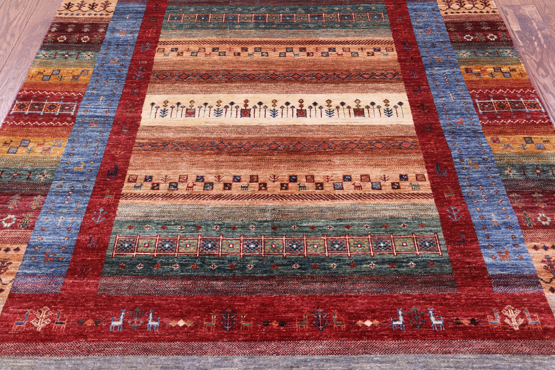 Tribal Persian Gabbeh Hand Knotted Wool Rug - 5' 6" X 8' 0" - Golden Nile